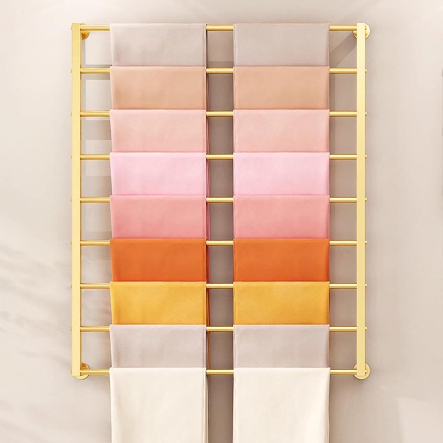 Wall Mounted Scarf Rack, Ties Silk Scarves Towels Storage Multifunctional Metal Rack, Space-Saving Wrapping Paper Organizer Ribbon Holder Wall Display Rack