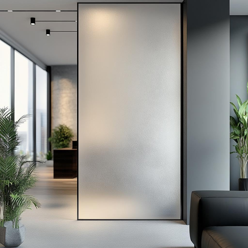 Full Frosted Glass Privacy Sticker | Etched Window Film for Office | Frosted Partition Vinyl Decal | Peel & Stick Glass Cover | Window Film