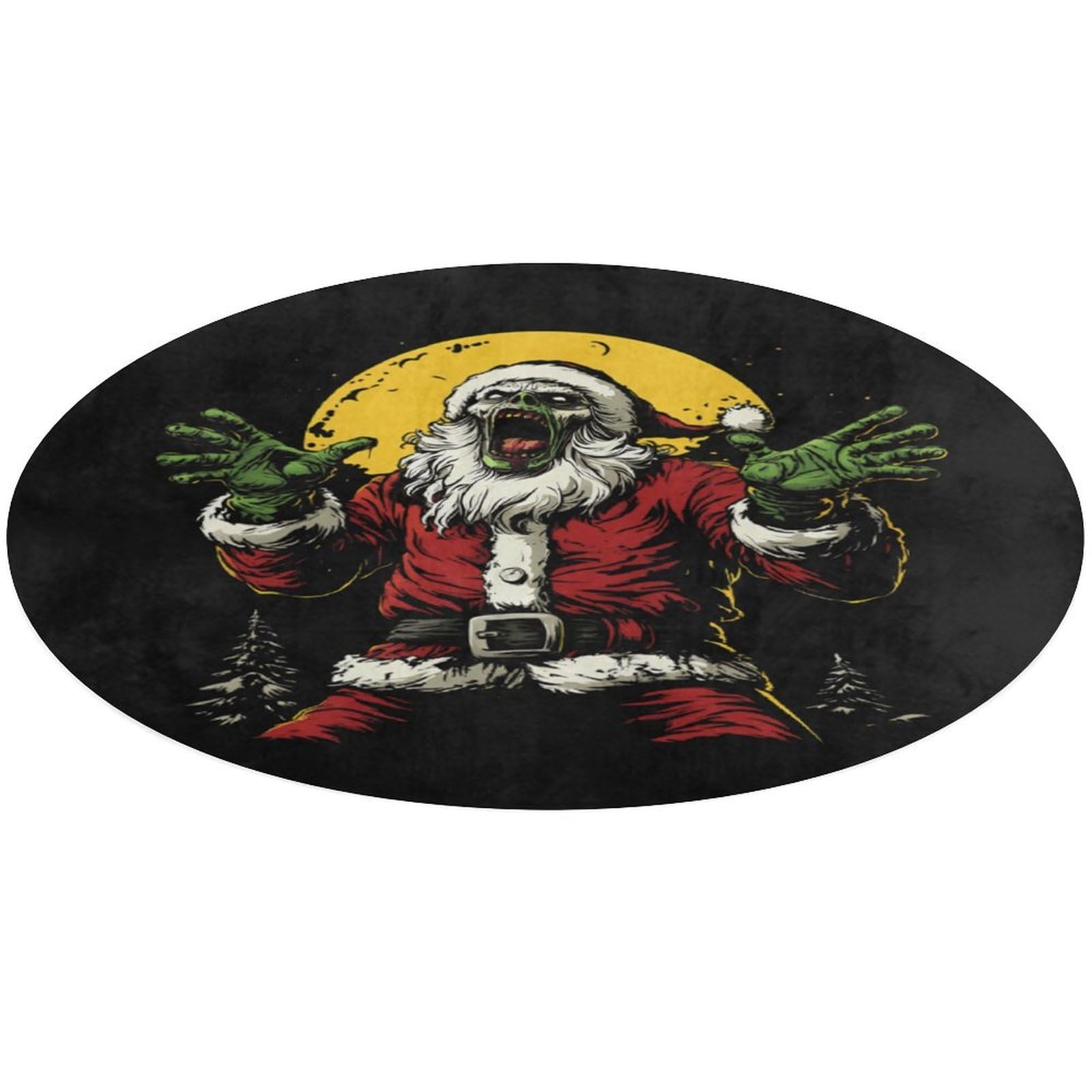 Alfombra de Papá Noel Zombi para sala de estar con diseño de luna llena