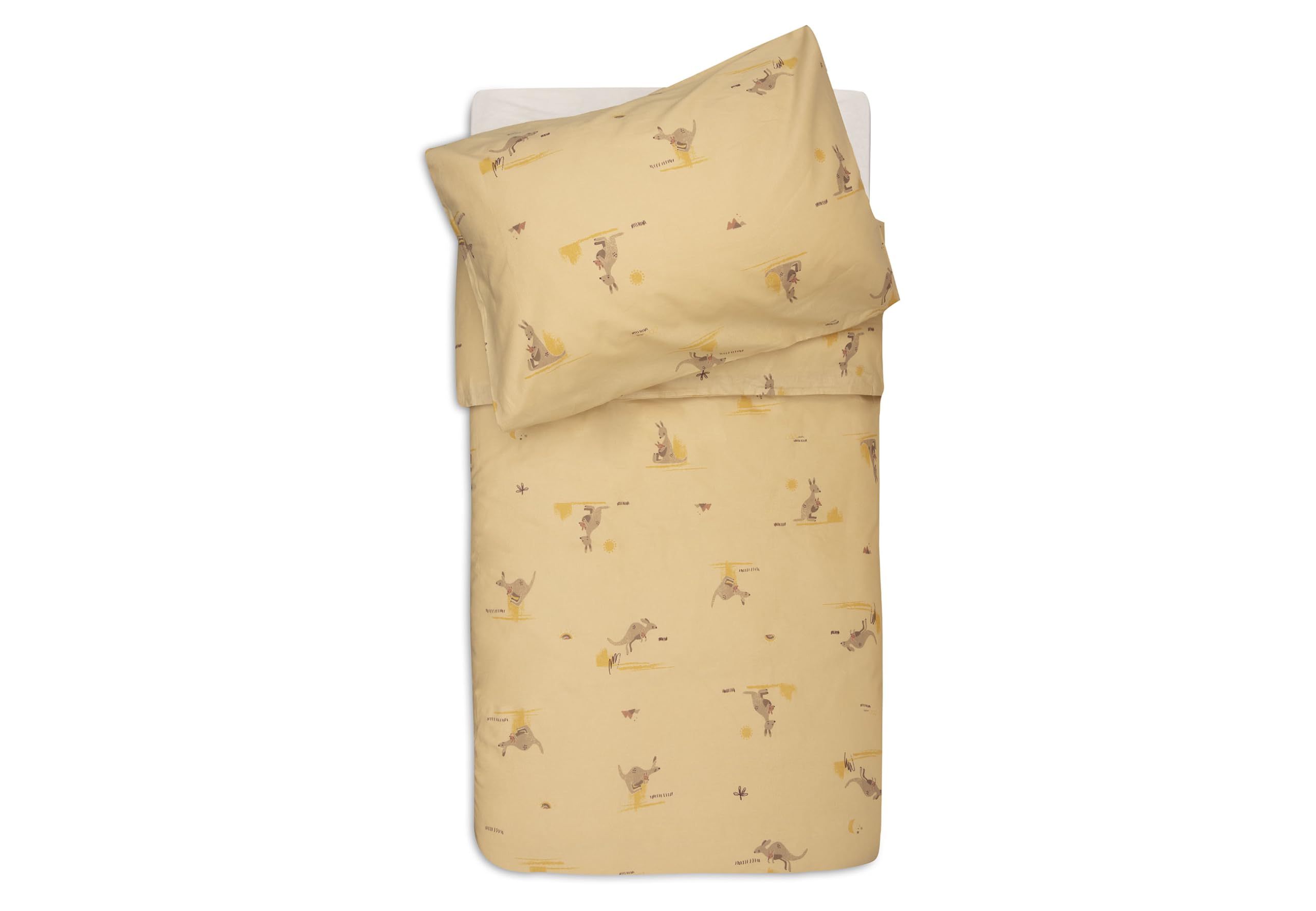 Jollein Parure de lit enfant - Kangaroots - 120 x 150 cm - 100% coton - certifiée OEKO-​TEX - linge de lit avec taie d'oreiller - set couette enfant - parure de lit