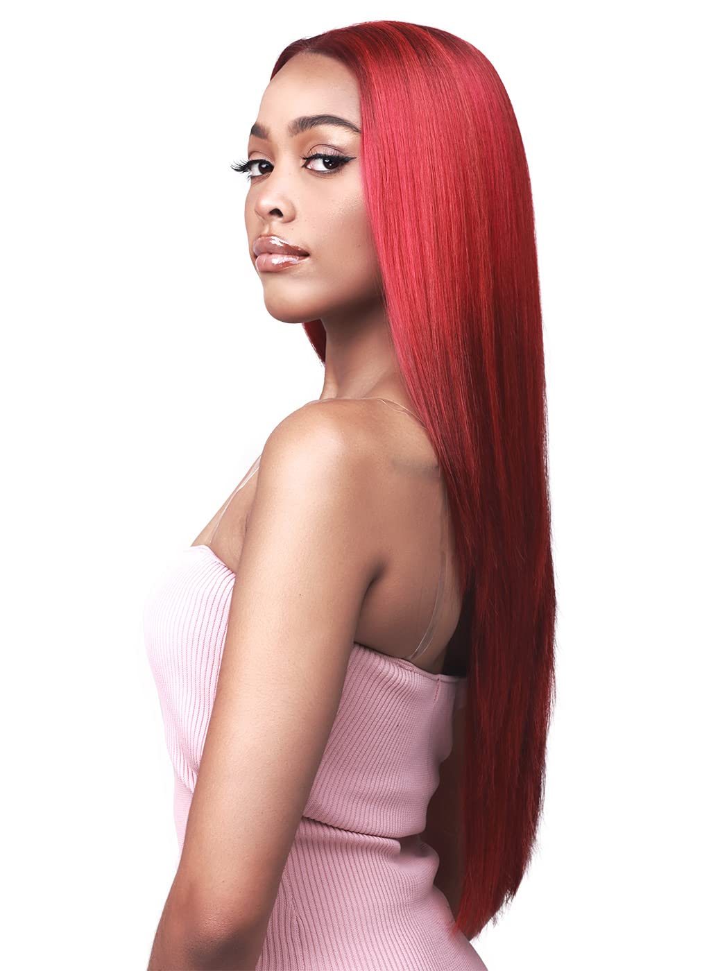 Bobbi Boss Synthetic Hair 13x7 HD Frontal Lace Wig - MLF479 ELENA, Long Straight Hair Wig, High Heat Resistant Wigs (3T.RAINBLU)