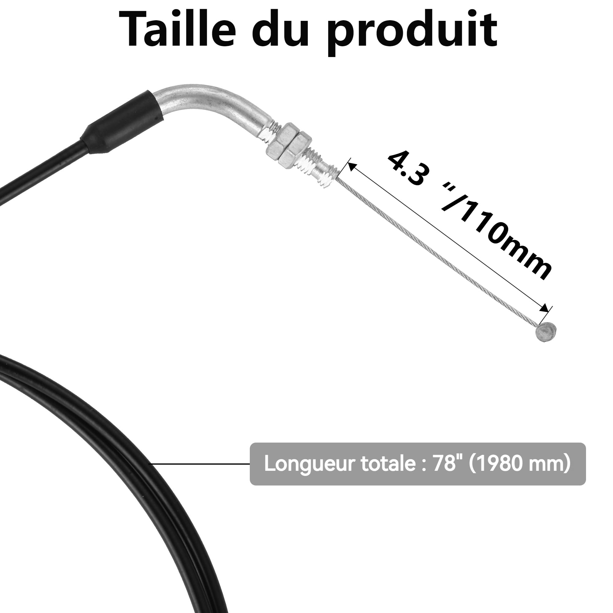 Cable D'accélération Moto 50cc Akozon Fil D'accélérateur Ligne De Câble D' accélérateur 80in Pour GY6 50cc 80cc 90cc 110cc 125cc Pièce Moto Cross