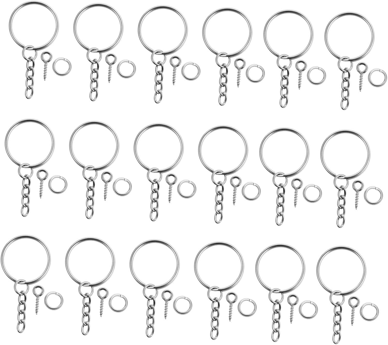 Lurrose 300pcs DIY Key Chain Accessories Key Rings Screw Eye Pins and Jump Rings for Jewelry Making Material for Use for Craft Projects