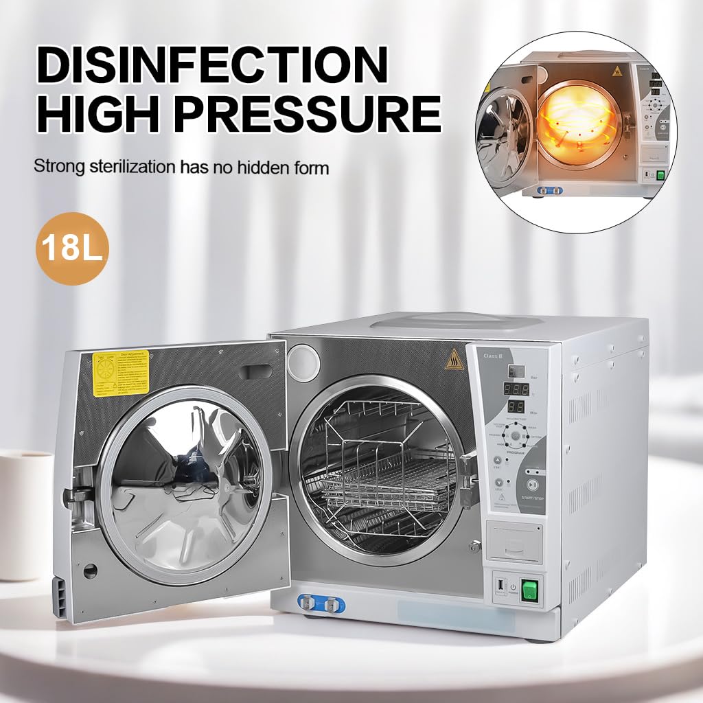 Drying Function Class B Steam Sterilizer Lab Pre-Vacuum Autoclave Full-Automatic with Built-in Printer YY-18L/YY-23L (18L)