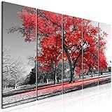 decomonkey Bilder Baum 100x40 cm 5 Teilig Leinwandbilder Bild auf Leinwand Wandbild Kunstdruck Wanddeko Wand Wohnzimmer Wanddekoration Deko Landschaft Natur