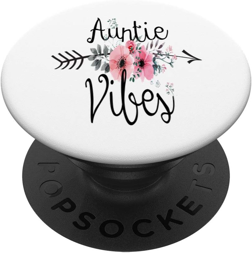 Auntie Vibes Cute Floral Flowers Best Aunt Life Gifts PopSockets PopGrip: Swappable Grip for Phones & Tablets