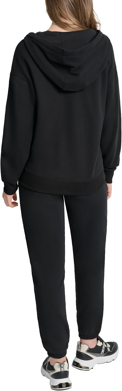 DKNY womens Sleeve Logo Tape Full Zip Hoodie Sweatshirt - Image 4