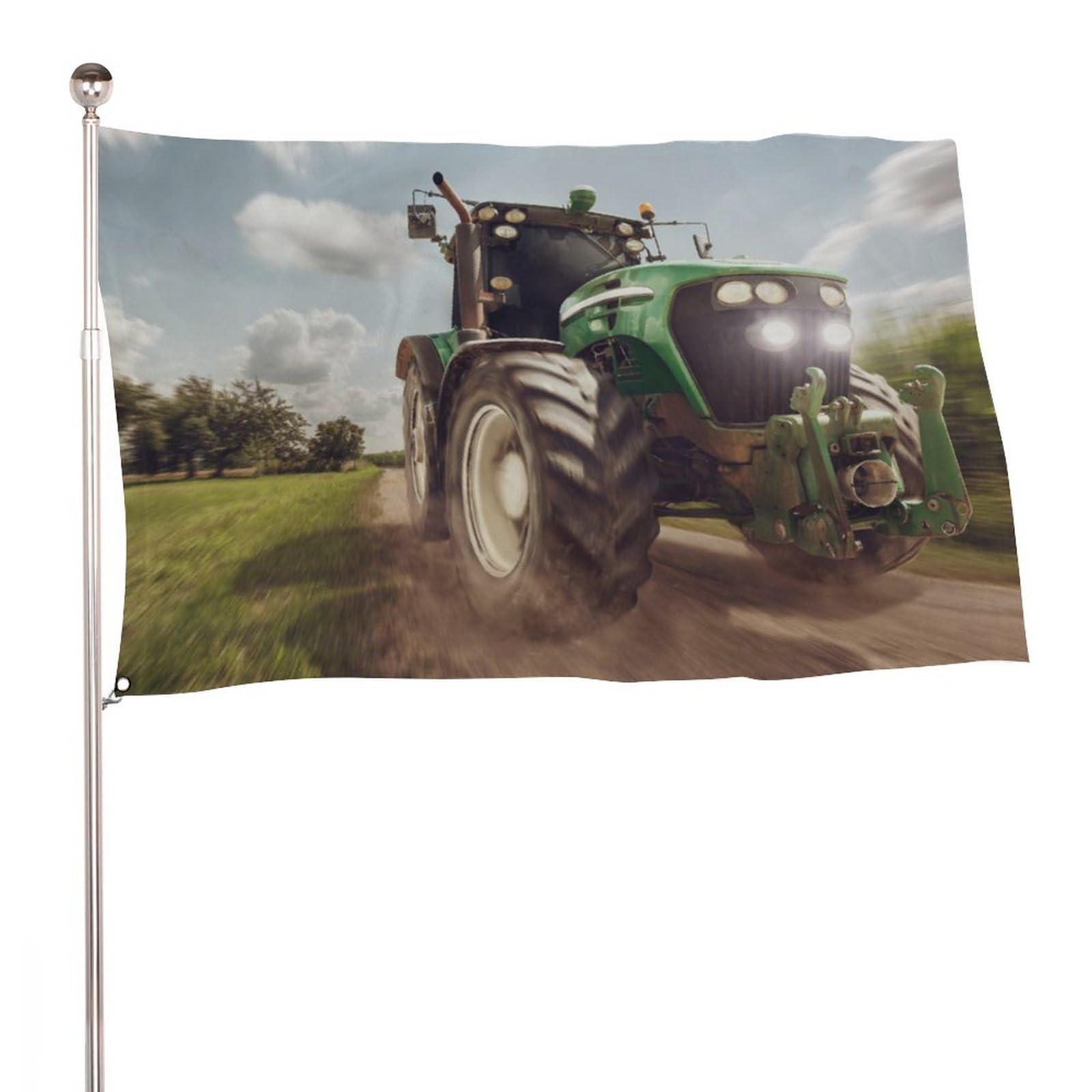 Decorative House Flag Yard Banner, Tractor Full Speed Print, Welcome Garden Flags Lawn Hanging Decor 3 X 5 ft [90X150 cm]