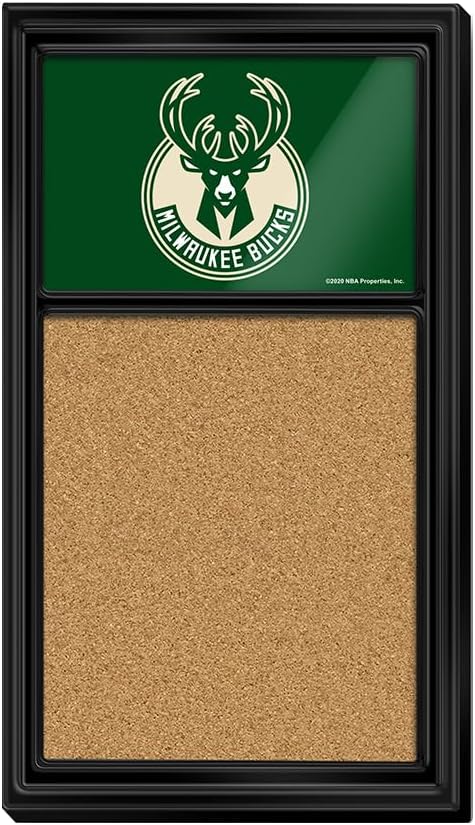 The Fan-Brand NBA Milwaukee Bucks: Cork Note Board- Sports Decor for Home, Game Room, Fan Cave & Garage - USA Made