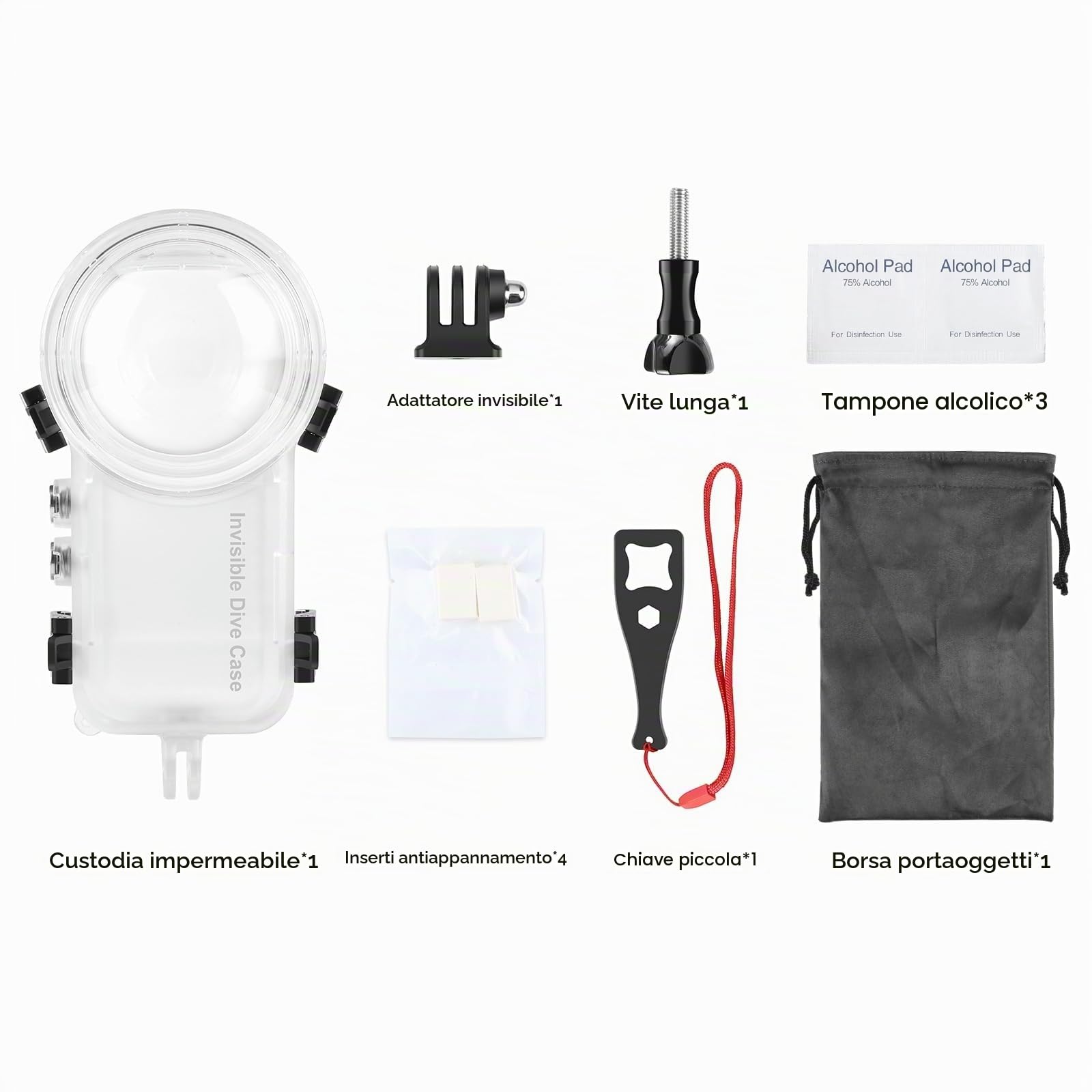 Custodia invisibile per Insta360 X4, PULUZ 50 m, custodia impermeabile subacquea per Insta 360 X4, custodia protettiva con accessori