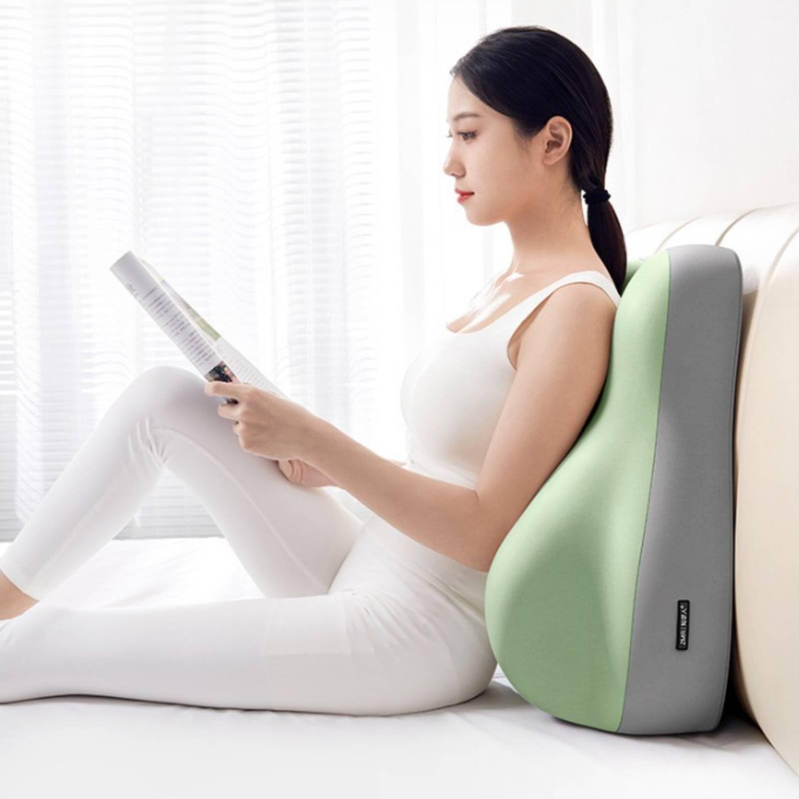 Almohada para Pareja Cojín Ergonómico de Posicionamiento Soporte Lumbar Espuma Viscoelástica Funda Desmontable Lavable Adecuada para Lectura en Cama, Beige+Gris