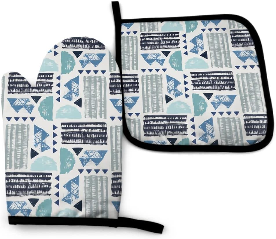 Oven Mitt and Pot Holder Set Heat Resistant Layer for Cooking Baking