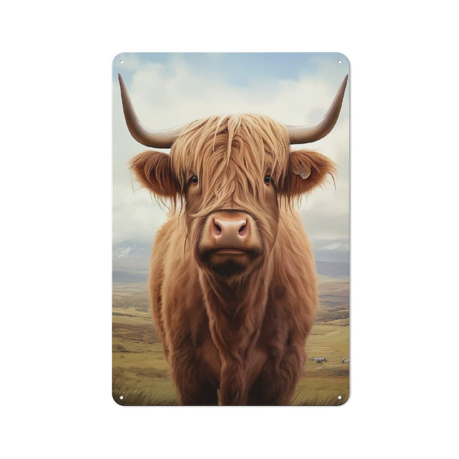 Junmoney Style-9 Vintage Tin Sign 30X20cm With Portrait For Highland Cow For Garage Or Workshop, For Vintage Wall Decor Fans, For Garage And Workshop Walls