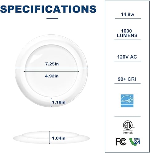 Miniatura 2 de AIDROIT Luces LED de disco de 56 pulgadas para montaje empotrado, lámpara de techo empotrada de 5000 K, luz de día regulable de bajo perfil,