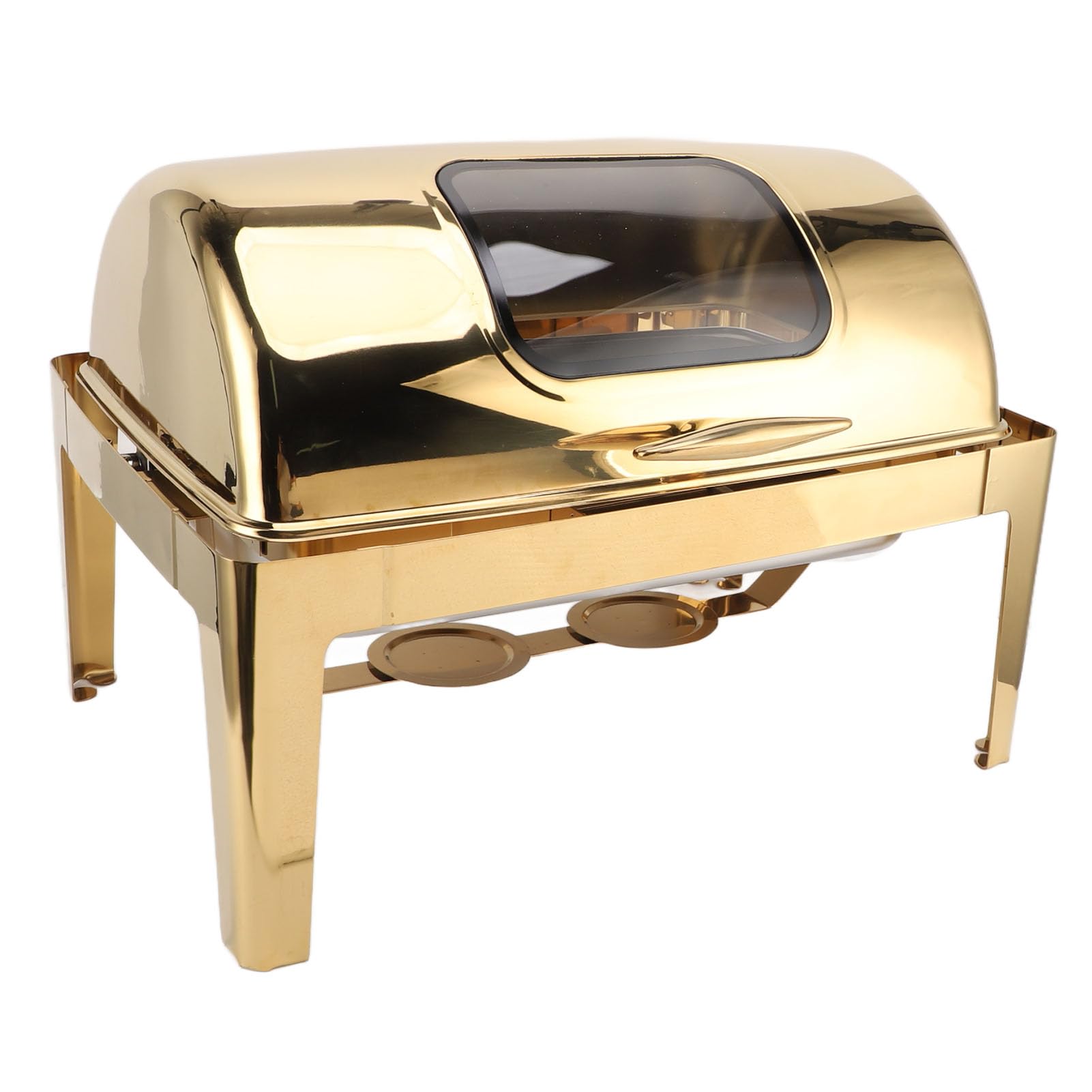Chafing Dish - para buffet de acero inoxidable, 9 L, buffet, hostelería, calentador de alimentos, tapa de cristal transparente, calentador de alcohol, rectangular (3 compartimentos #16)