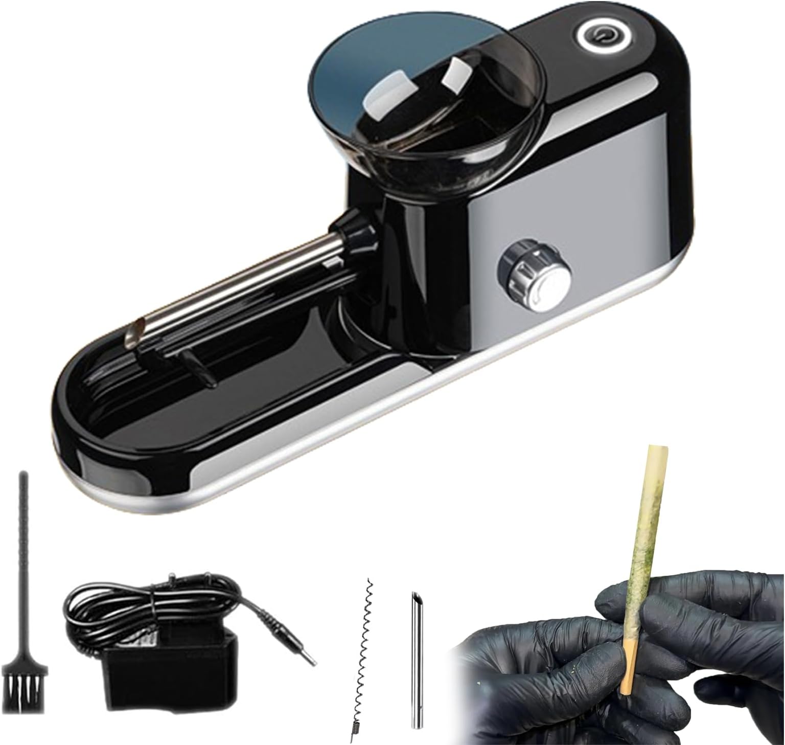 Lorivu Automatic Roller, The Za Machine, Za Rolling Machine, Automatic Joint Roller Machine, Portable Electric Grinder 8/6.5mm Tube, Stainless Steel Adjustable Cigarette Making Machine (Black)