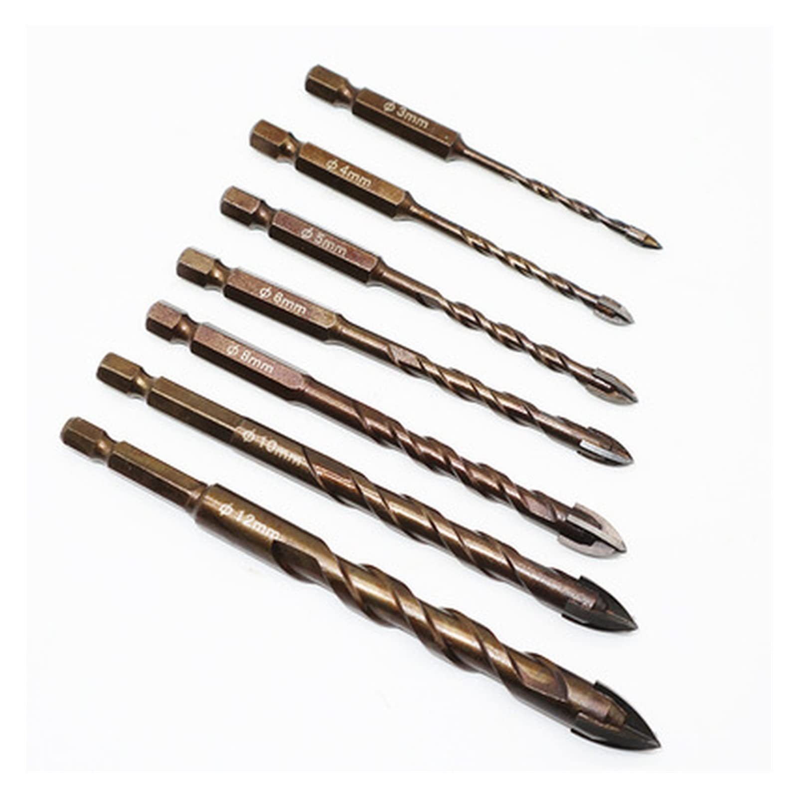 punte da trapano 3-12mm Twist Drill Drill Cross Hex Tile Bit Set for vetro in ceramica in calcestruzzo Sega sega in carburo di mattoni Triangolo in carburo di carburo bit kit strumento