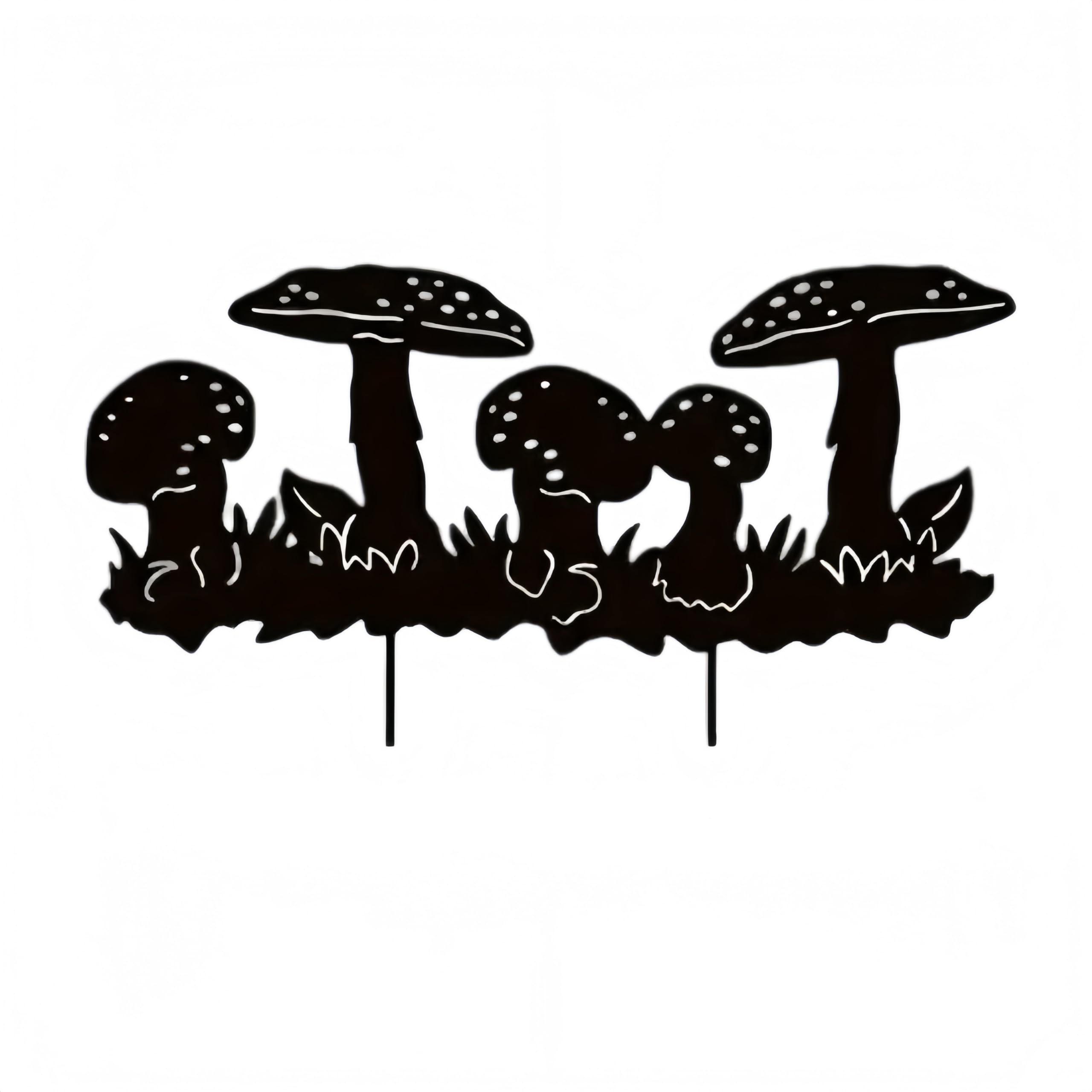 CCUUHJ Rusty Metal Mushroom Garden Stakes, Outdoor Yard Art Silhouette Statues Ornaments Decor, 12.6 x 7.28 Inch (Black)