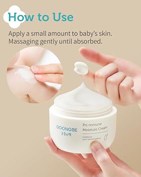 GOONGBE Pri-mmune Moisture Cream - Korean Baby Body Cream with Shea Butter - Hypoallergenic Gentle Daily Moisturizer for Dry Skin - Fast Absorbing, Naturally Derived Non-Sticky Cream, 6.1oz. 2 Pack