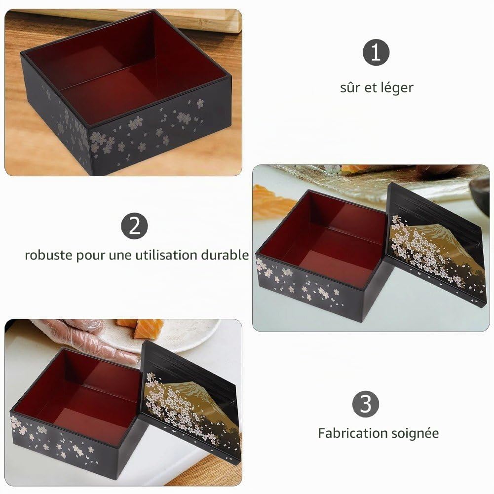 Boîte Jubako Japonaise Traditionnelle À 3 Niveaux, Boîte Empilable pour Aliments, Bonbons, Collations, Boîte À Bento Fabriquée Au Japon, Plastique Laqué