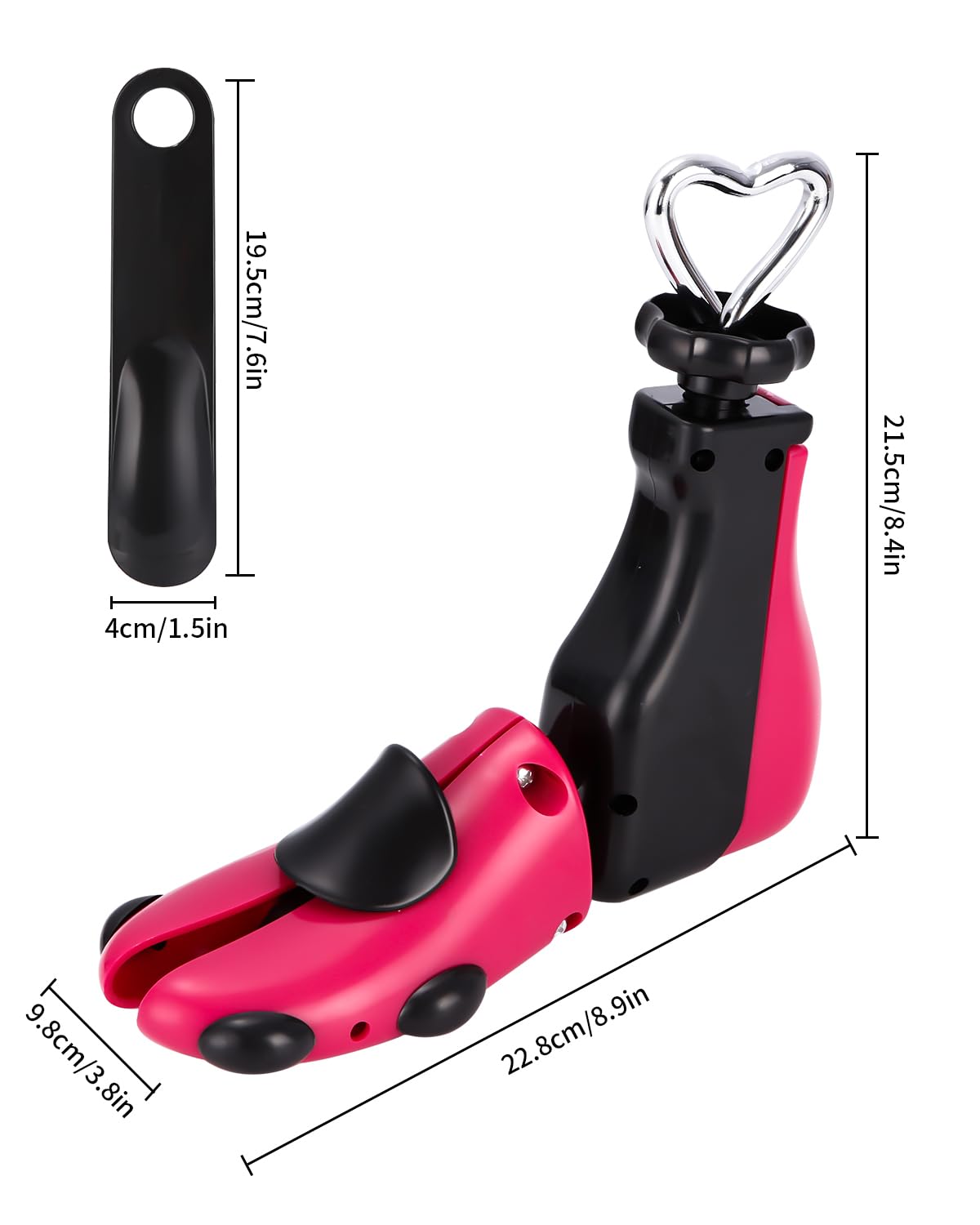 Yulado Hormas para Zapatos, Plástico Ensanchador de Con Calzador, Dilatador Unisex, Justable Longitud y Anchura Horma Ensanchar Zapatos, Ideales para Deportivas, Planos.