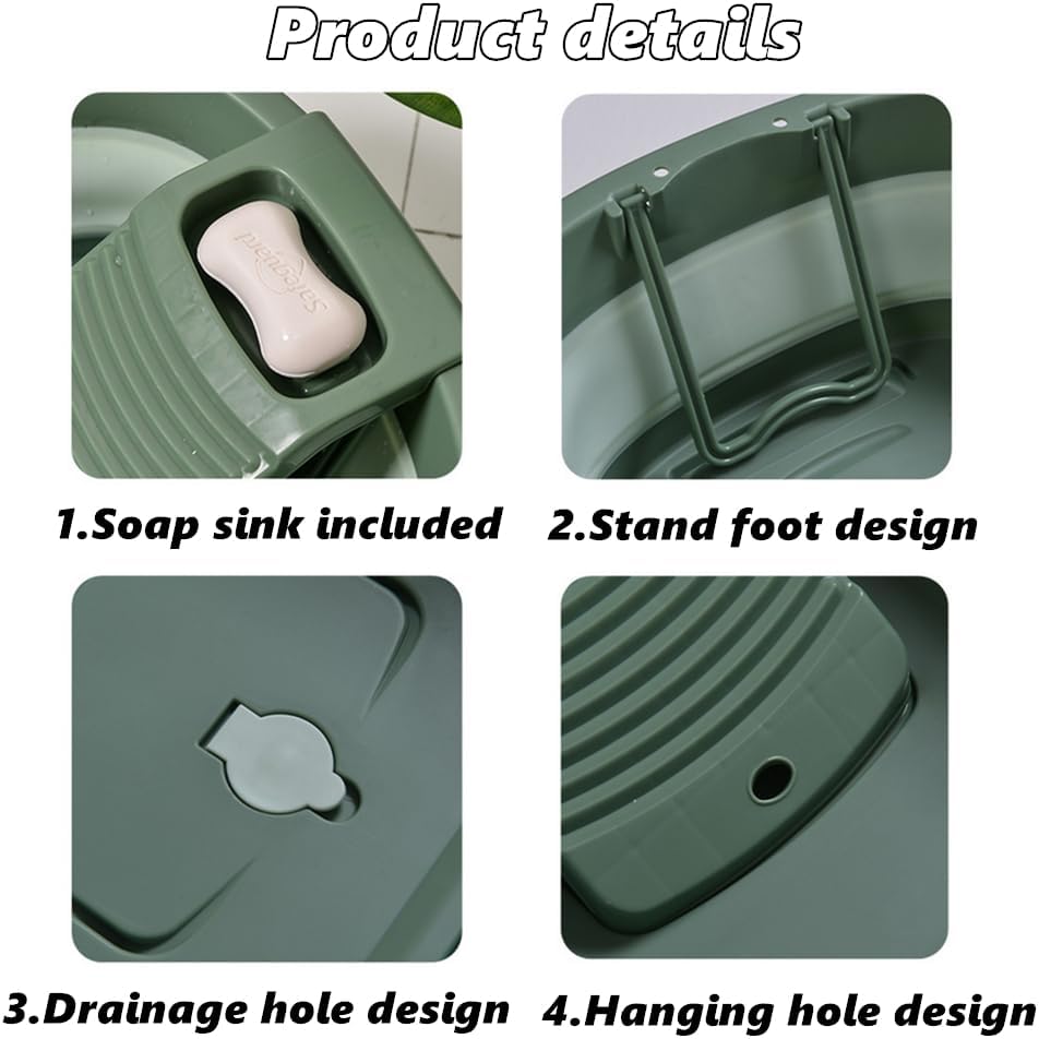 chislim Foldable Laundry Basin,Space Saving Hamper,Wash Tub With Rubbing board,Multipurpose Handy Washing Tub for Bathroom Laundry,Baby Bath (Pink)