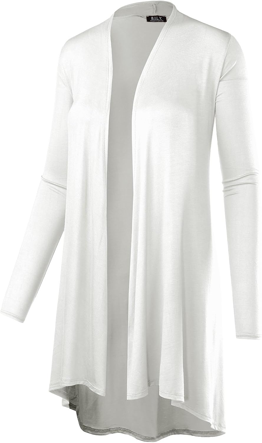 BH B.I.L.Y USA Women's Open Front Lightweight Jersey Classic Long Sleeve Cardigan