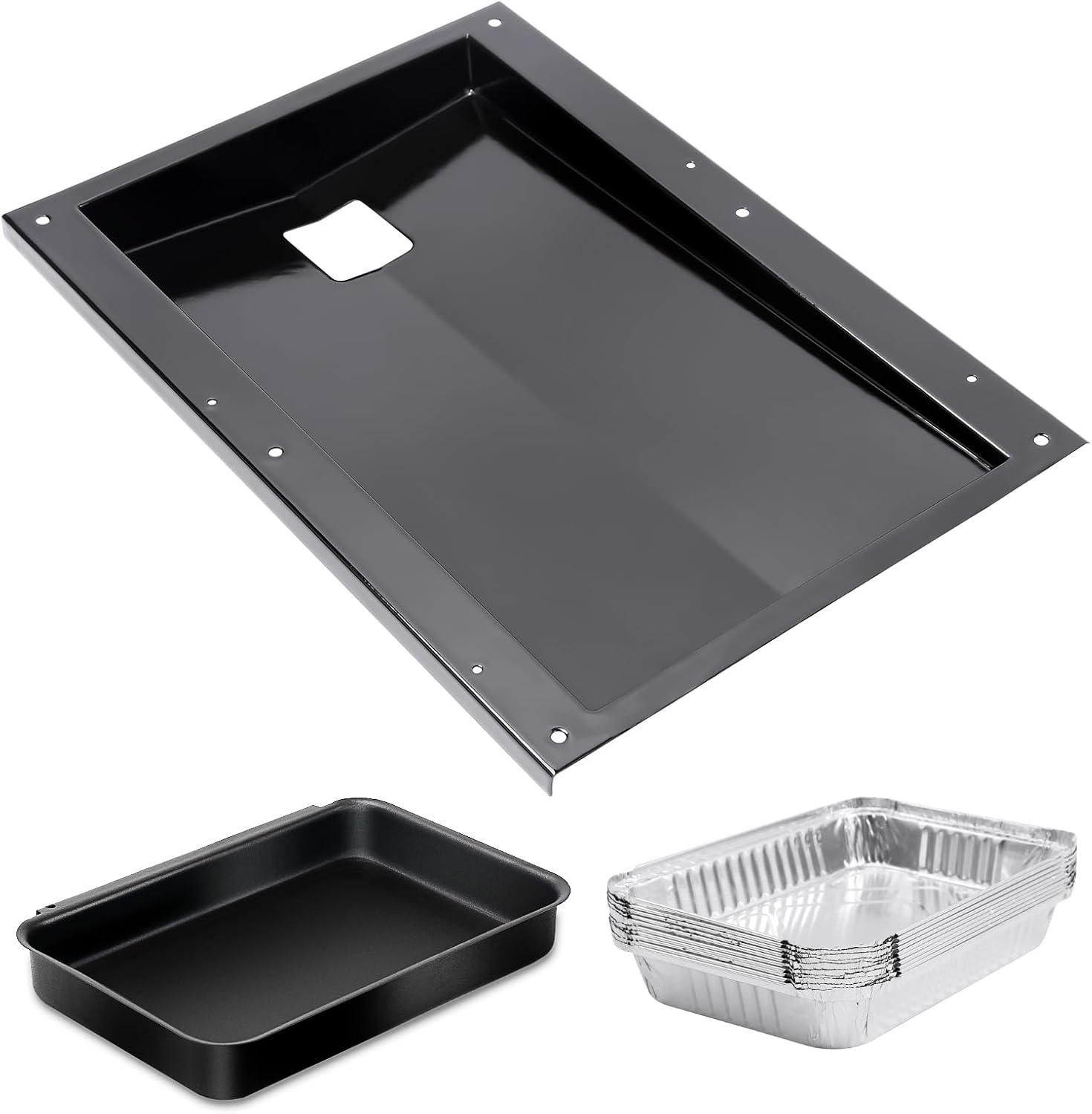 QuliMetal 69804 Grease Tray with 67047 Catch Pan for Weber Spirit 300 Series, Spirit e310, e320 Grills Made in 2013 and Newer, Drip Pans Replace Weber Spirit Grease Tray, 17-1/2" L x 12-1/4" W x 2" H