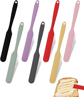 7 Pcs Silicone Jar Spatulas Set, 9.8 Inch Non-Stick Heat Resistant Jar Scraper Blender with Long Handle for Baking Mixing Cake Cream Butter Scraper