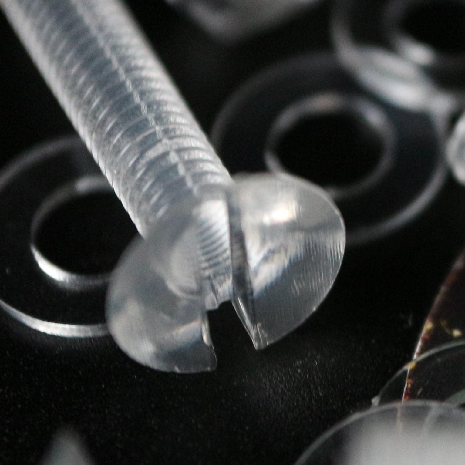 50 x Slotted Countersunk Screws. Bolts, Nuts, Washers, M4 x 20mm - Transparent Clear, Acrylic Plastic Screws - Image 2