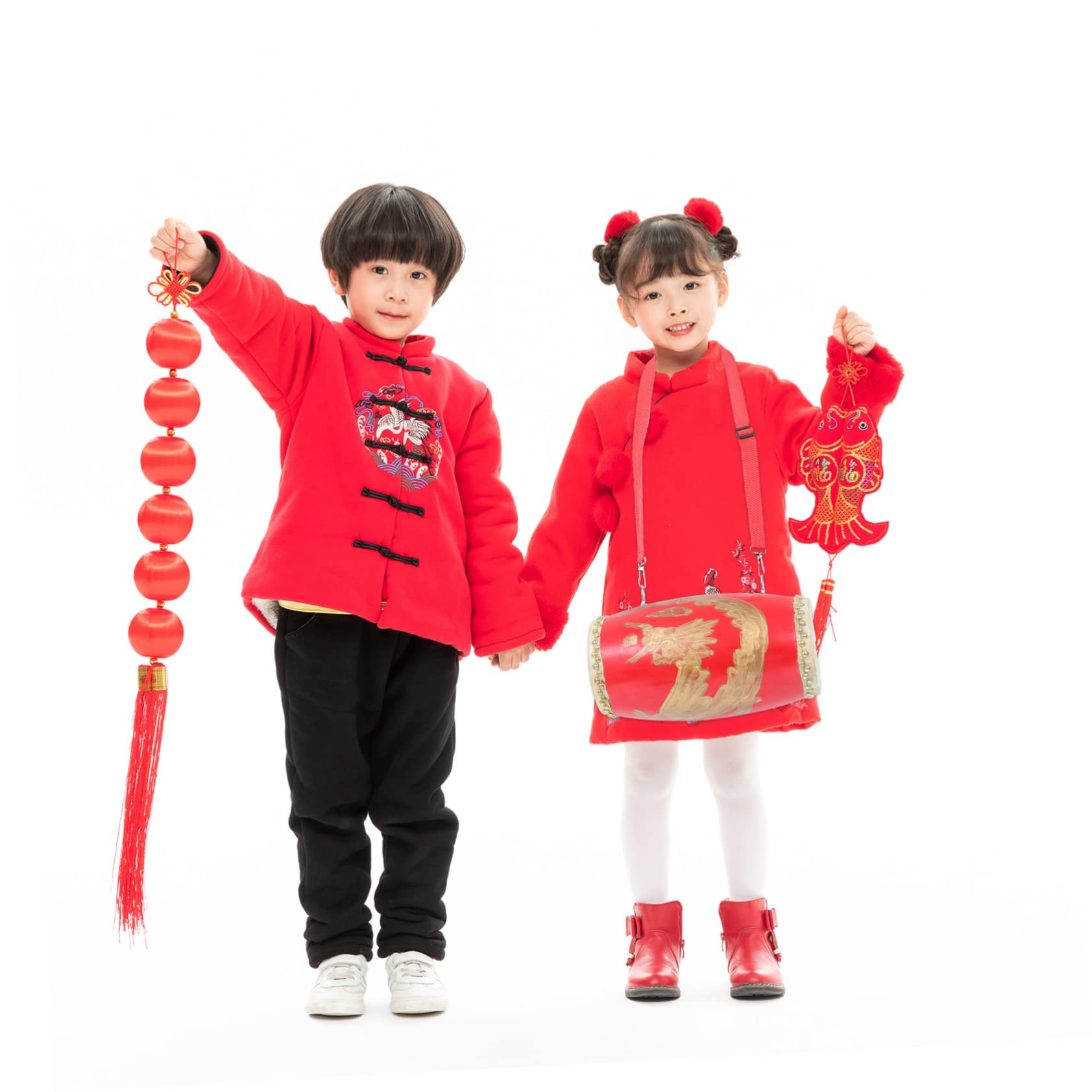 ATEATX 2 Stk Hüfttrommel Aus Leder Kinderspielzeug Tragbare Trommel Hüfttrommel Aus Holz Student Hüfttrommel Tragbare Hüfttrommel Hochwertiges Holz Chinesische Trommel Drachenmuster 15C/Rindsleder+Hol