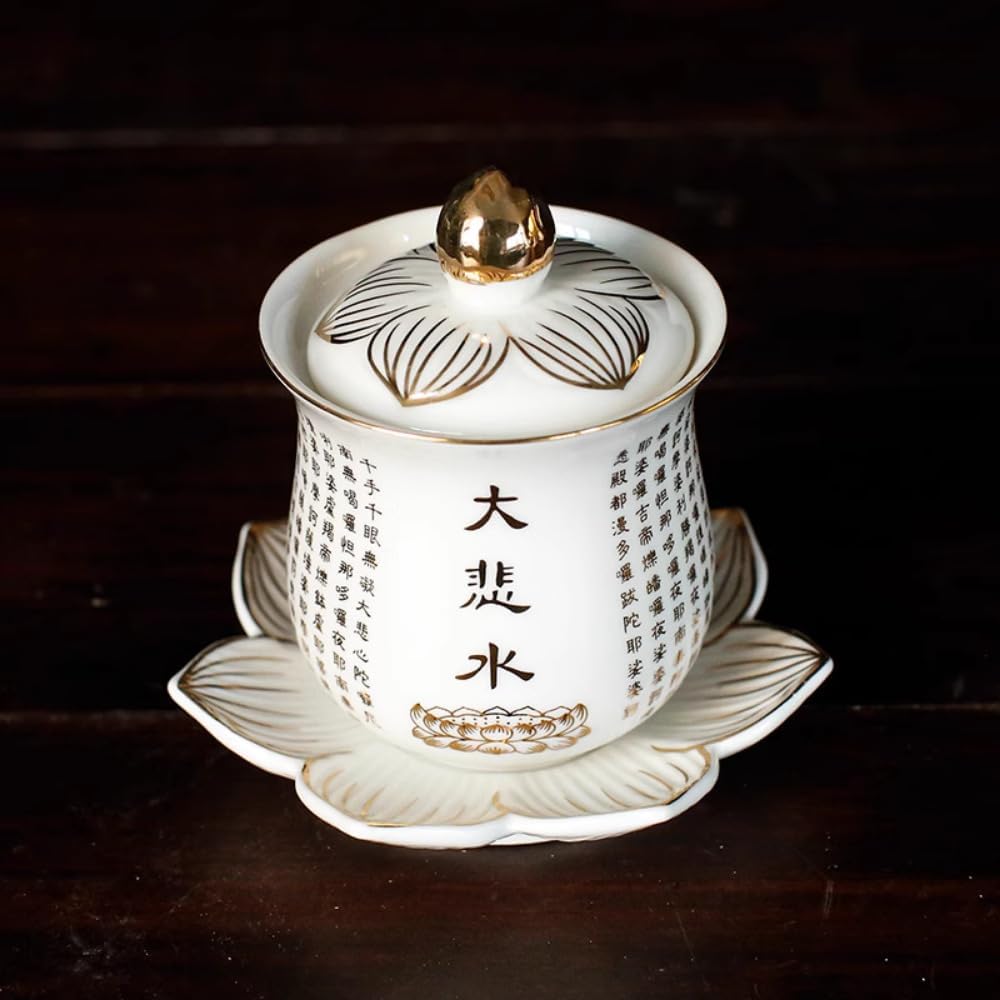 10cm Ceramic Water Supply Cup Household Offering Cup Great Compassion Mantra Buddhist Taoist Offerings