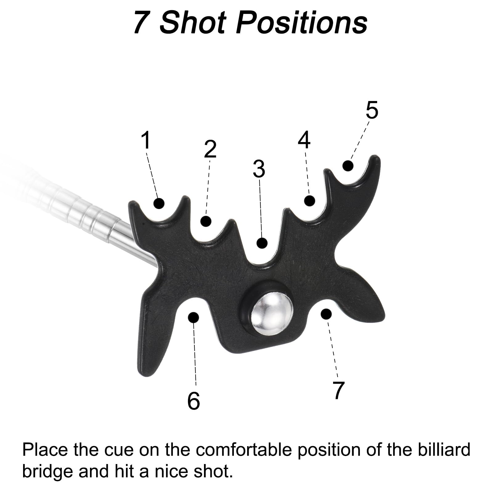 PATIKIL Rétractable Billards Queue Bâton Pont, Silicone Poignée Billard Queue Accessoire avec Amovible Plastique Pont Tête pour Billard Table Concours, Noir