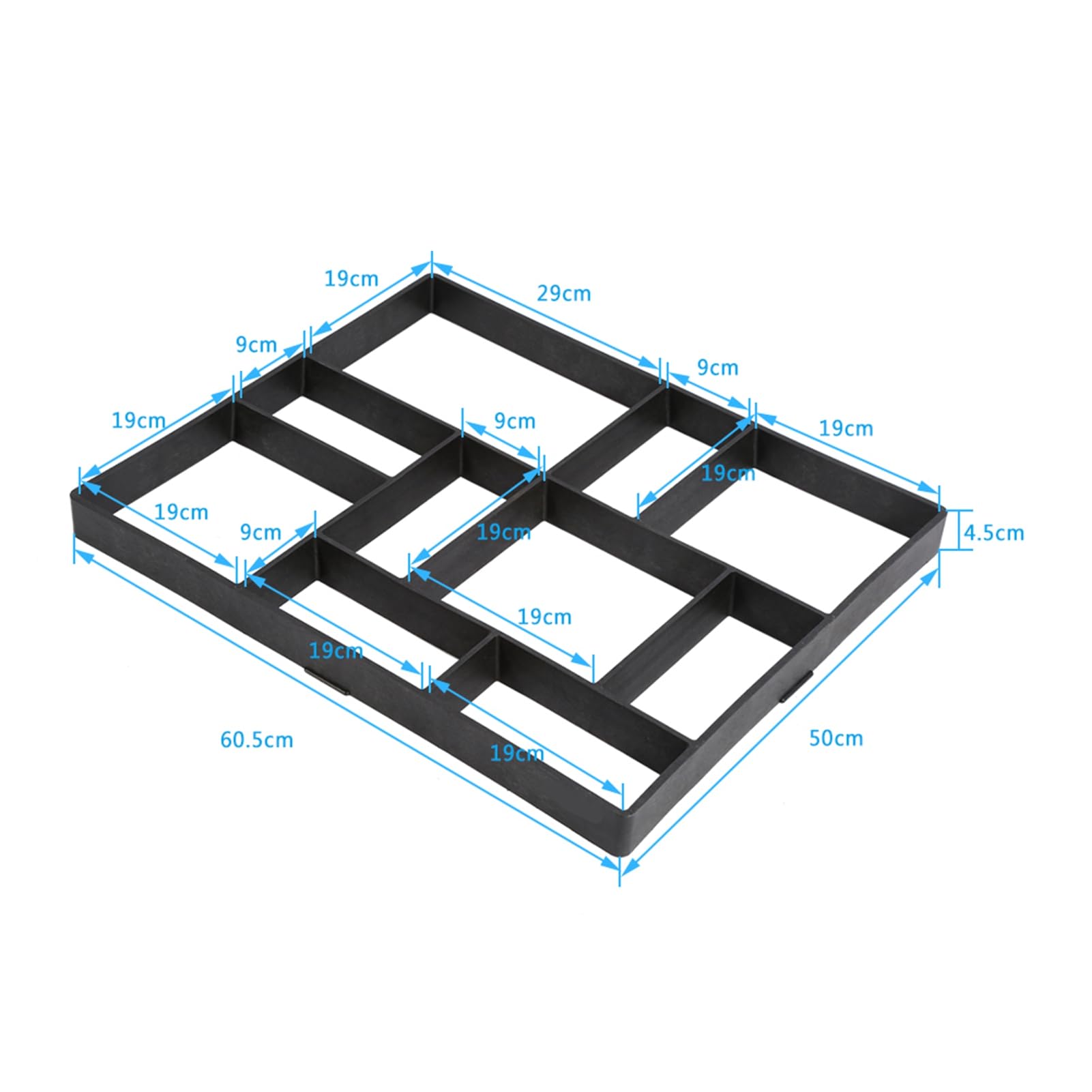 Gototop Pflaster-Gussformen, Pflasterform aus Kunststoff, Form Stein, asymmetrisch, Schablonen für Weg- und Terrassenfliesen, Garten, Terrasse 60X50X5cm