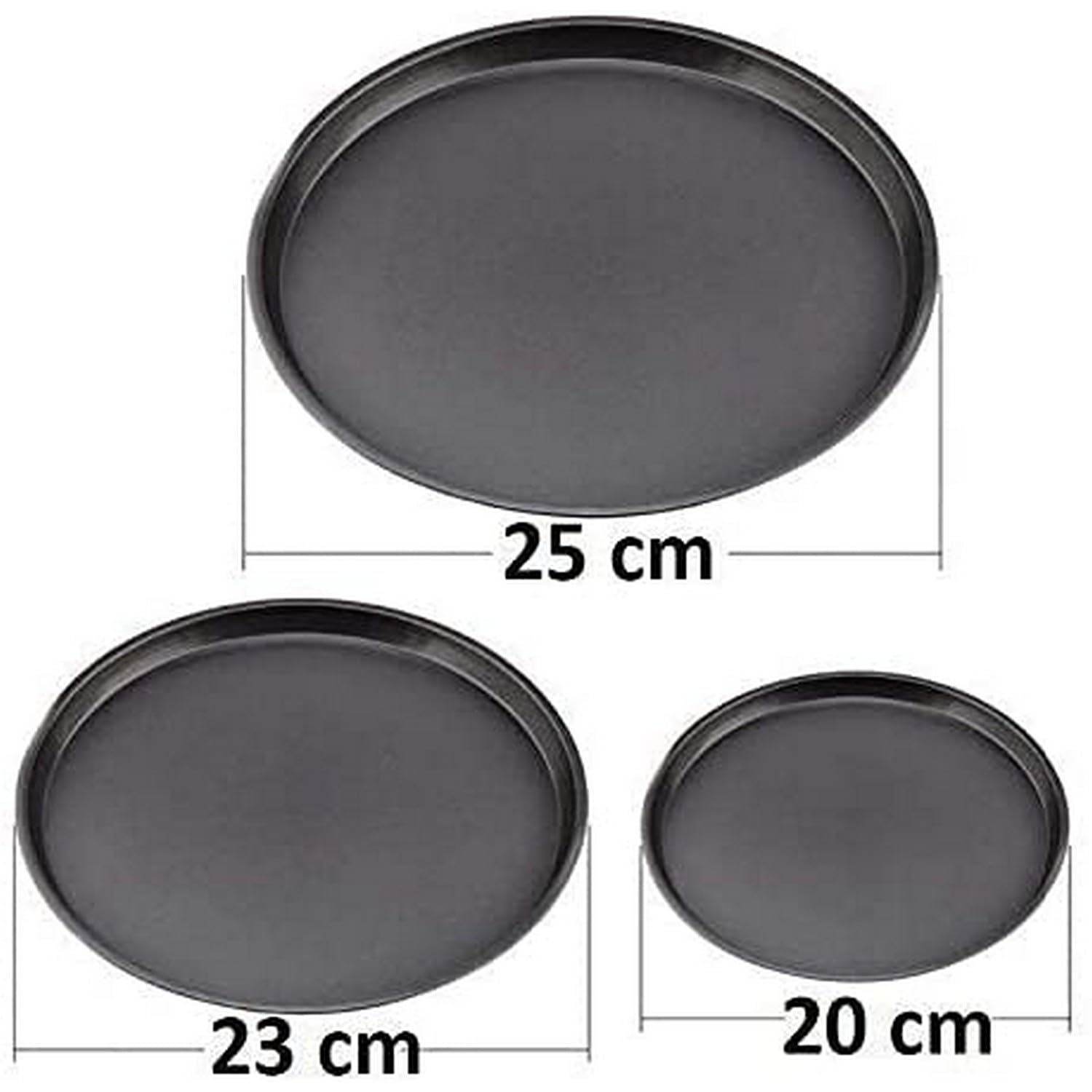 RENARSH 3Pcs Pizza Pans Set Bakeware Set Carbon Steel Nonstick Kitchenware Baking Pan Round Pizza Pan Pizza Tray - Black 1