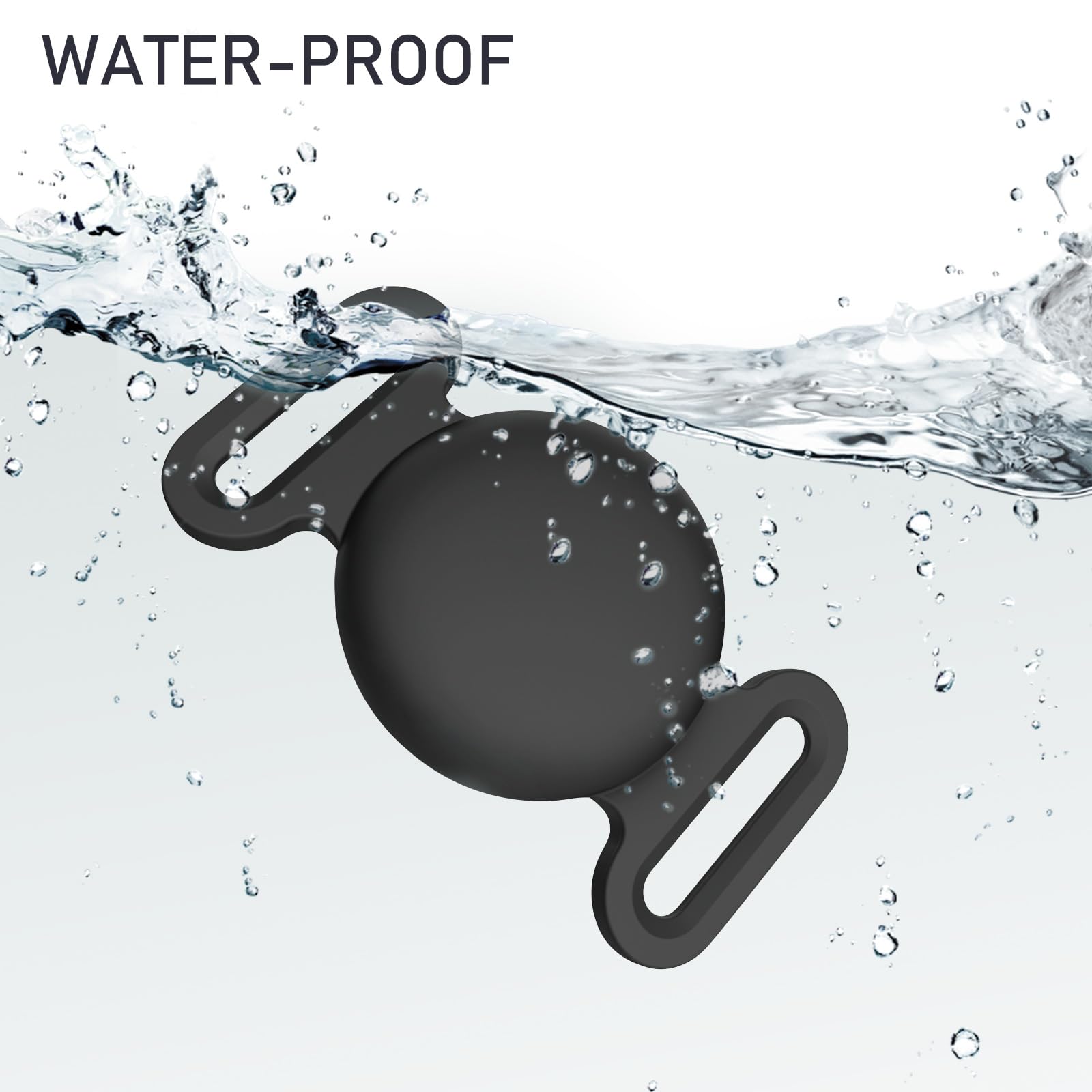 Wanme Funda de Silicona Apple AirTag para Perros y Gatos - Protector Impermeable Antipérdida para Collar Rastreador de Mascotas GPS - Negro — view 2