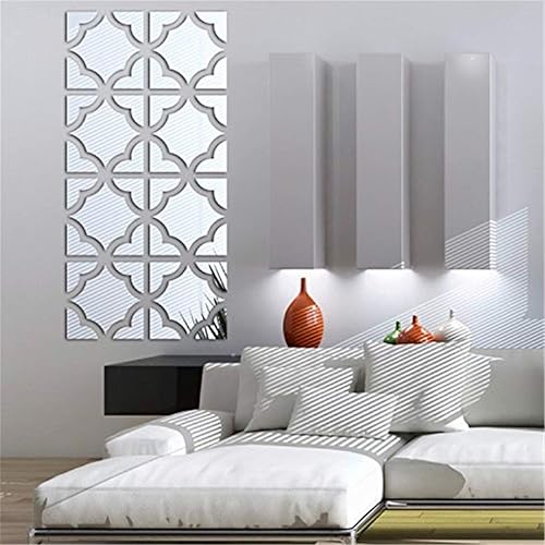 Miniatura 2 de Adhesivos de pared de espejo 3D, 4 piezas de calcomanías de pared de arte de cristal acrílico, autoadhesivas, espejo extraíble, azulejos de pared de