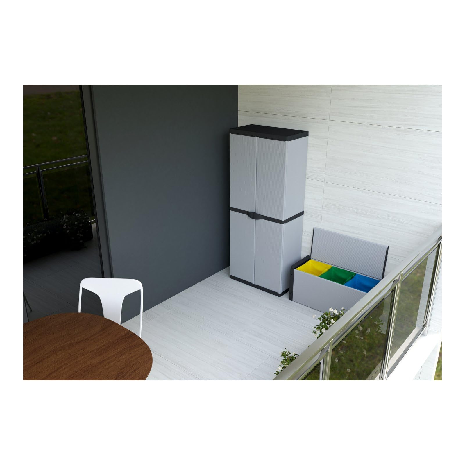Armadio portascope in Resina con 2 Ante e Ripiani Regolabili per Interno o Esterno 68x40x165H cm