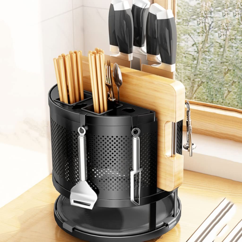 Estante giratorio multifuncional para poner cuchillos de cocina, palillos, tabla de cortar, estantes de cocina