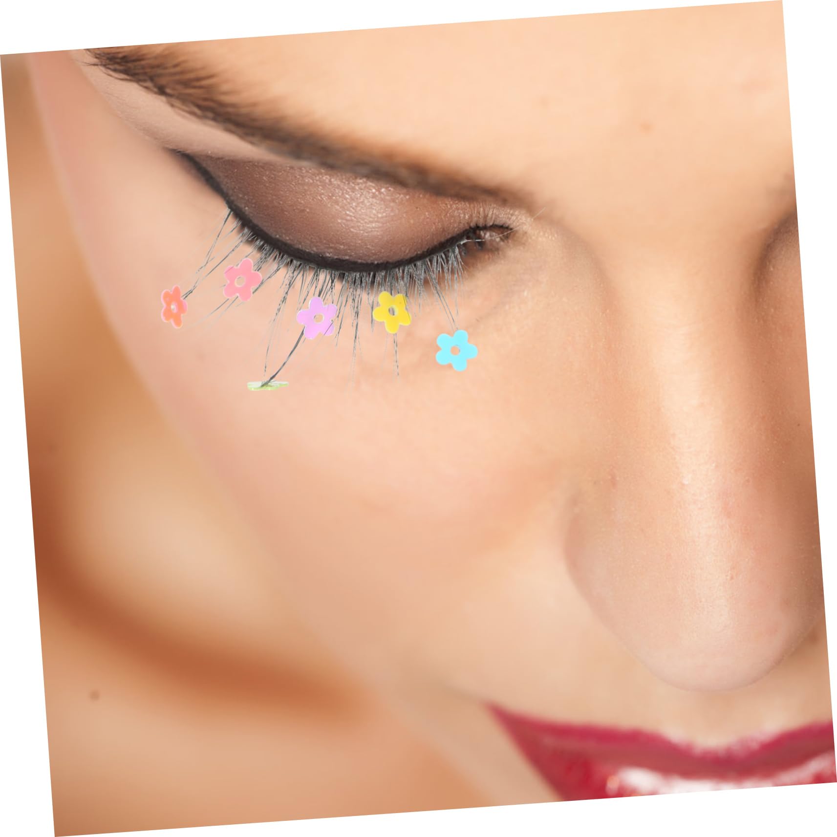 Ipetboom 15pares of Creative Heart Sequin Eyelashes for Women Flower Design Faux Lashes for Daily and Party Makeup