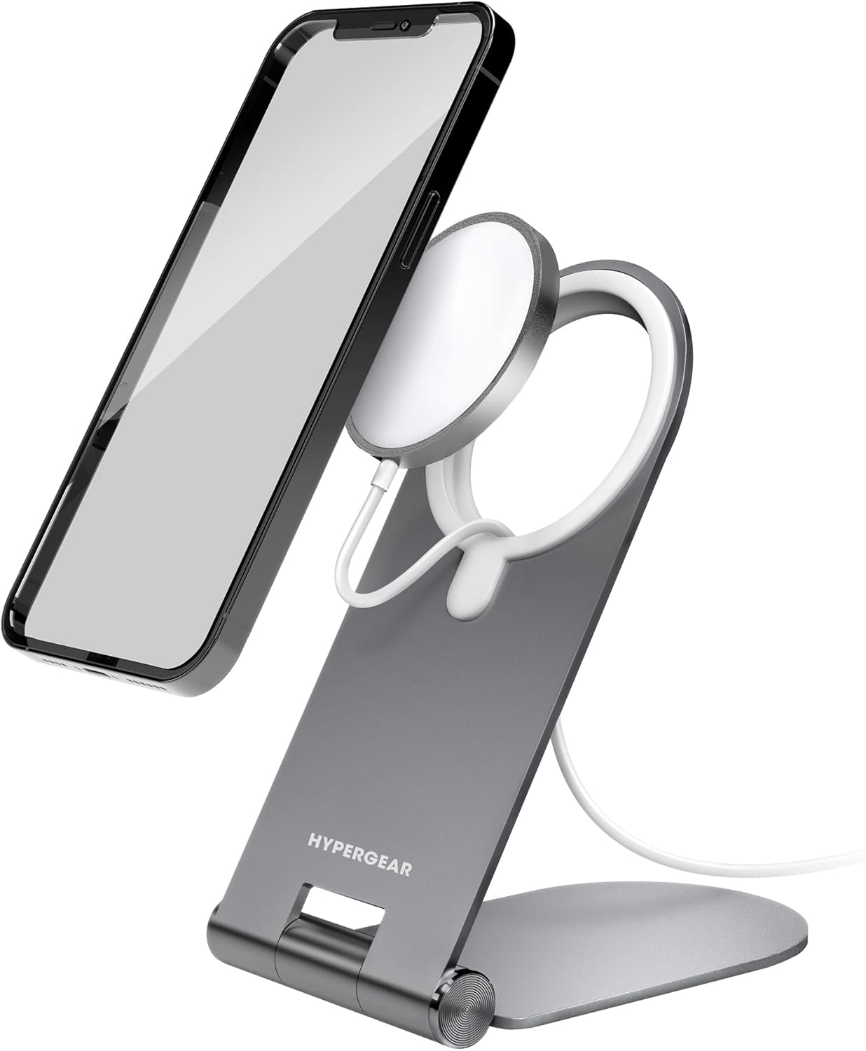 iPhone Desktop Stand for MagSafe Charger Magnetic Charging Dock Cord Holder for Desk Portable & Foldable for iPhone 17/16/15 & MagSafe Cases [Gray]