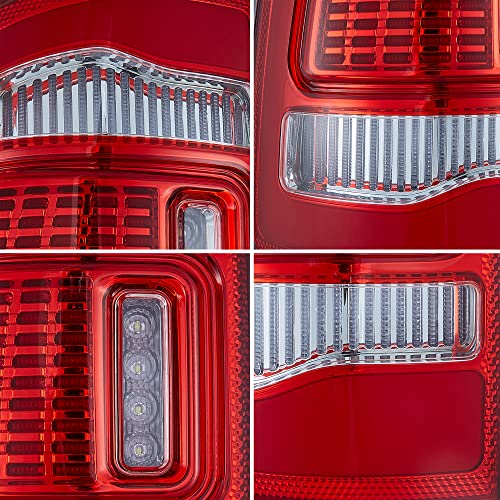 Vland Led Red Turn Signal Tail Lights Compatible For [Dodge Ram 1500 2009-2018 & 2010-2018 Ram 2500/3500] With Reverse Running Brake Turning Function Rear Lamps, Red Lens (Not Fit A 2019 2020) #TOP5