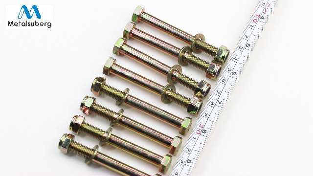 Image of M8 x 50mm Hex Head Bolt by Color Galvanization with Nylon Lock nut and Big Size Washer Assortment Kit,Alloy Steel,Grade 8.8.(8pcs Pack),Shear pin for Bush hog SQ600.