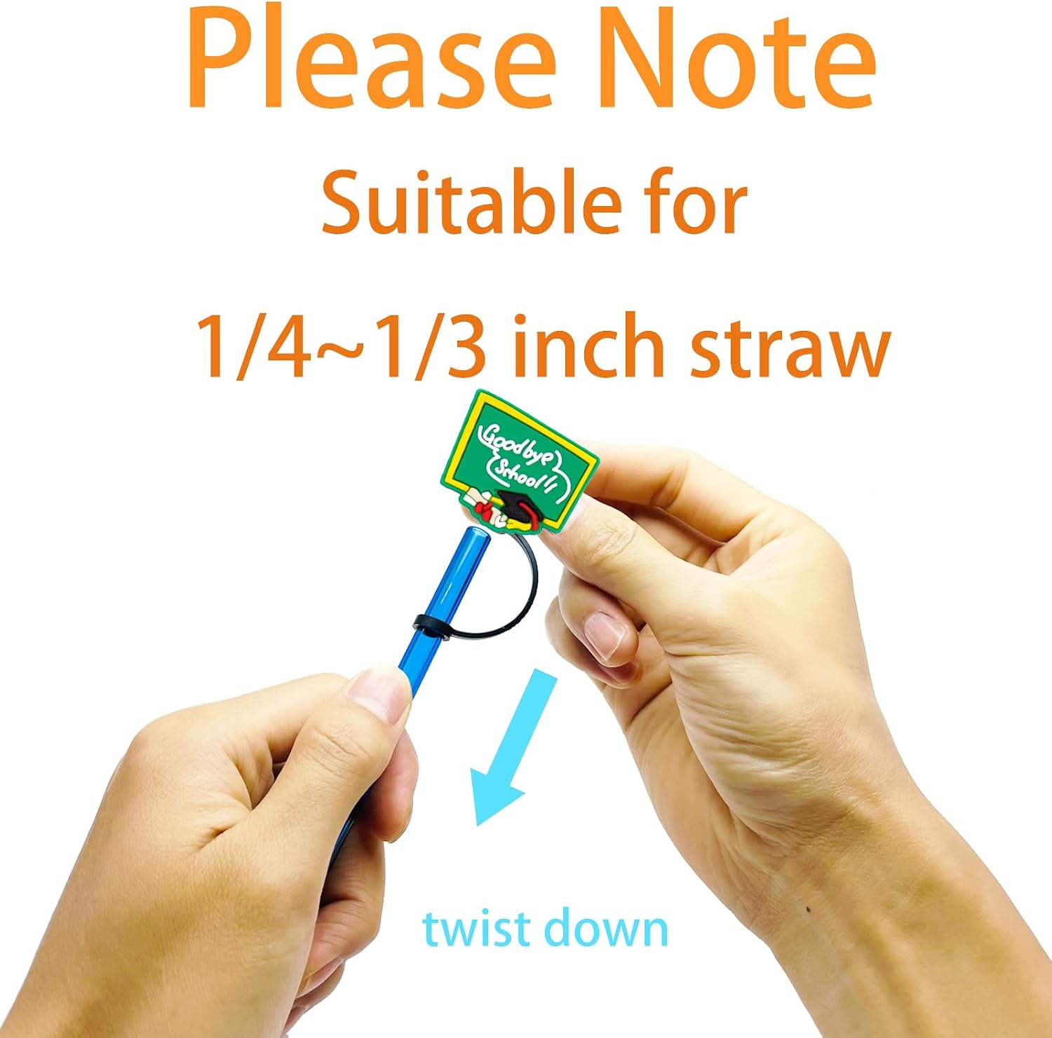 Kleeblatt School Straw Toppers for Tumblers, 8 Pack, 1/4 to 1/3 in image 2