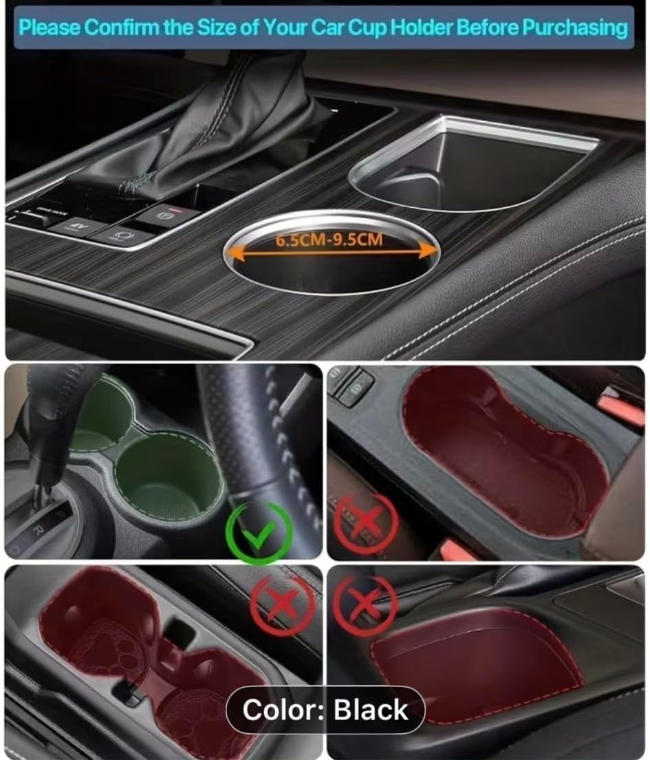 Car Cup Holder with Rotating Tray, Black, Adjustable Drink Holder with Phone Stand and Food Tray, 10.2 x 8.1 Inches