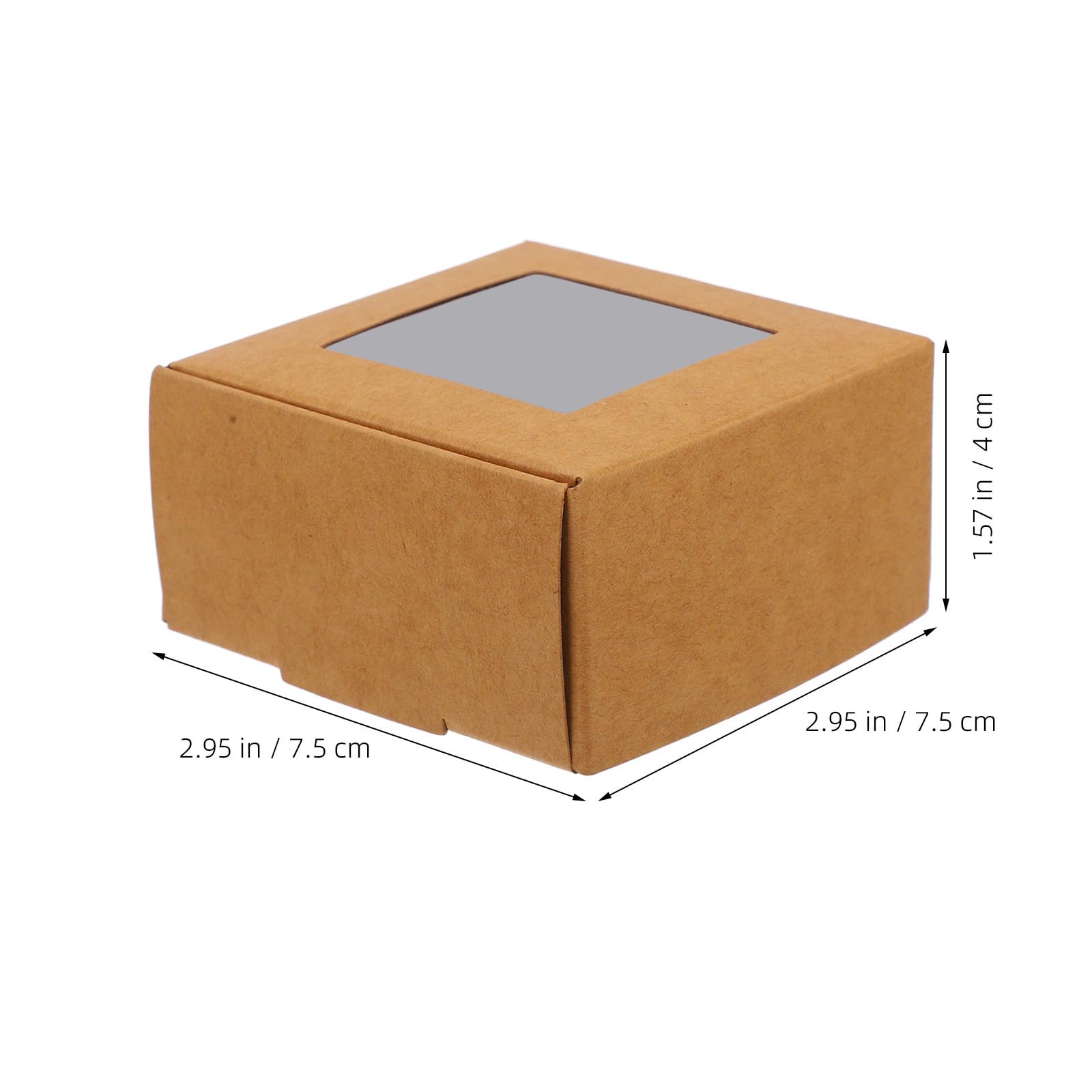 Scatole Regalo con Finestra Trasparente in Carta Kraft 50 Pezzi 7,5x7,5x4 Cm Protezione Resistente per Sapone Fatto a Mano e Gioielli per Feste e Regali