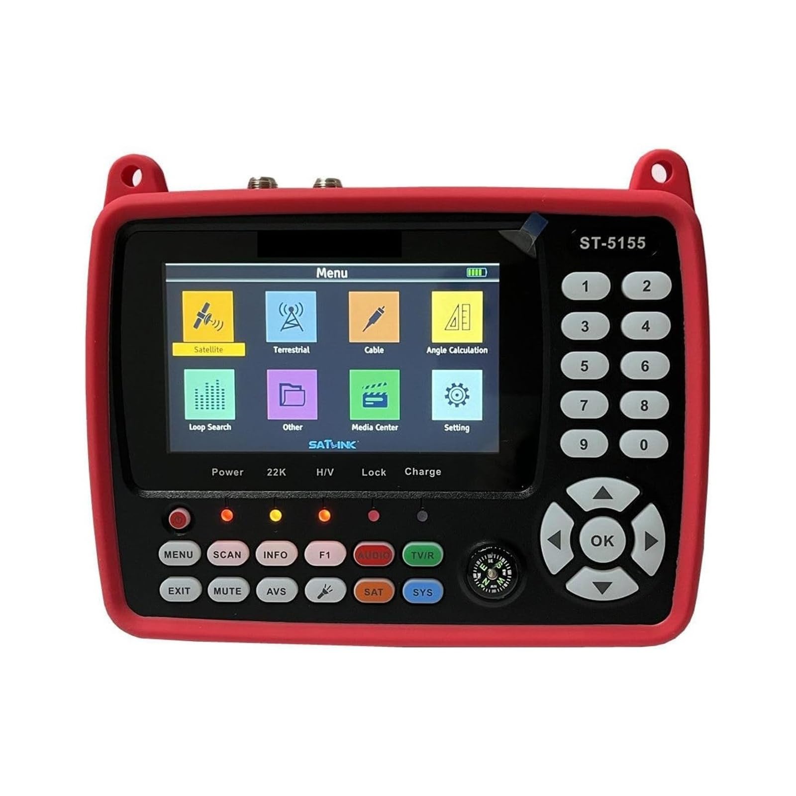 ST-5155 Buscador de señal satelital Digital DVB-S2 + DVB-C + DVB-T2 Detector de medidor de señal con Pantalla de 4,3 Pulgadas Borrar Pantalla(ST-5150)