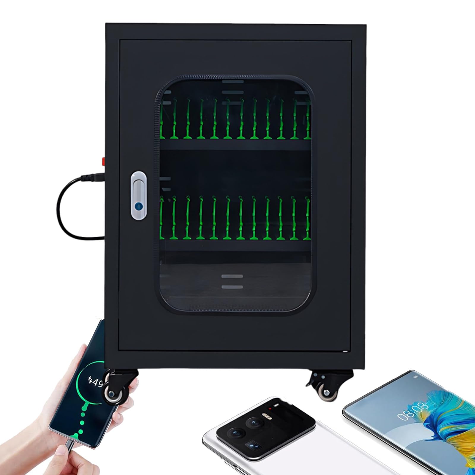 Mobiletto di ricarica mobile con chiusura a chiave, protegge e organizza i telefoni per scuole e aziende