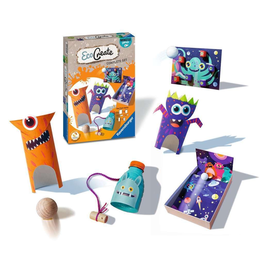 Ravensburger EcoCreate 18144 Monster Games DIY Craft Set for Children from 6 Years, Yellow, orange, Medium - Image 2