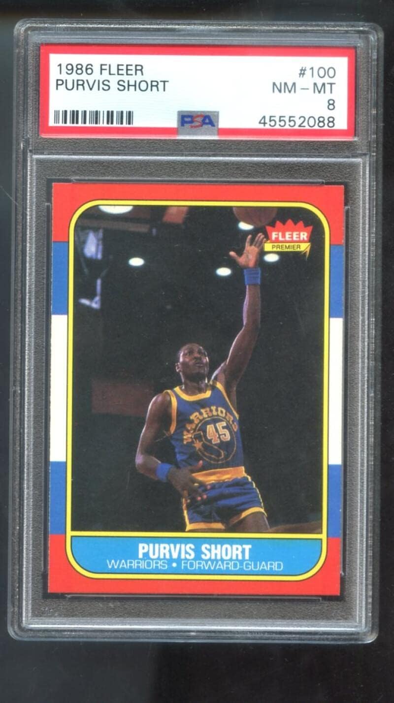 1986-87 Fleer #100 Purvis Short PSA 8 Graded Basketball Card NBA 86-87 1986 1987 Golden State Warriors